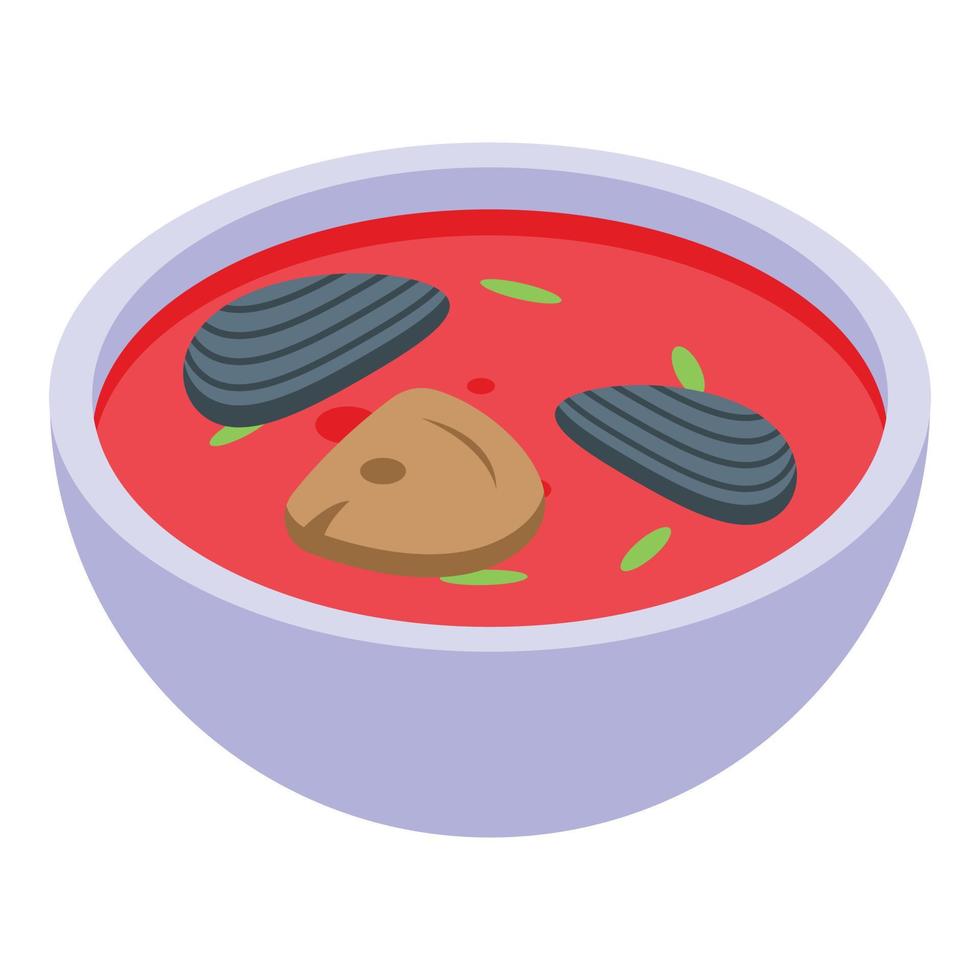 Red soup icon isometric vector. Balkan food vector