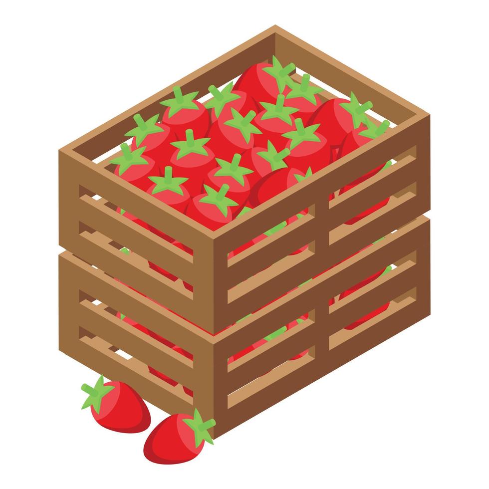 Organic strawberry box icon isometric vector. Recycle energy vector