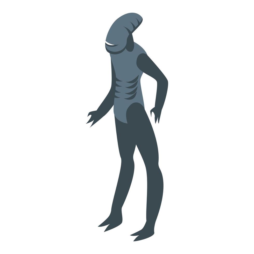 vector isométrico de icono alienígena negro. personaje espacial