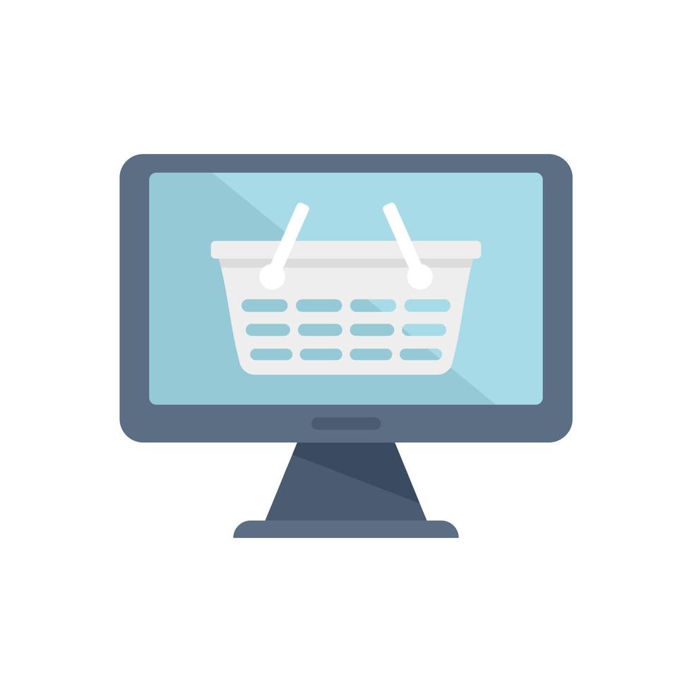 Online shop basket icon flat isolated vector