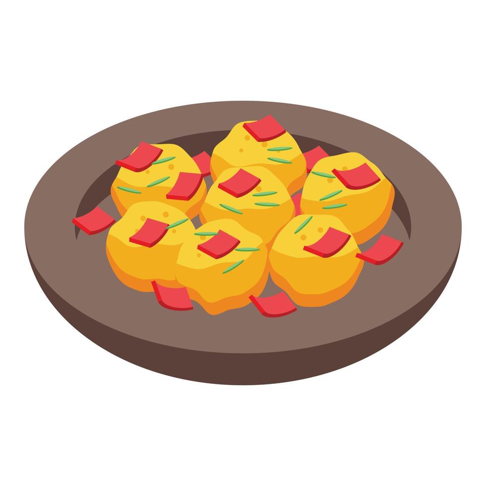 Potato balls icon isometric vector. Austrian food vector