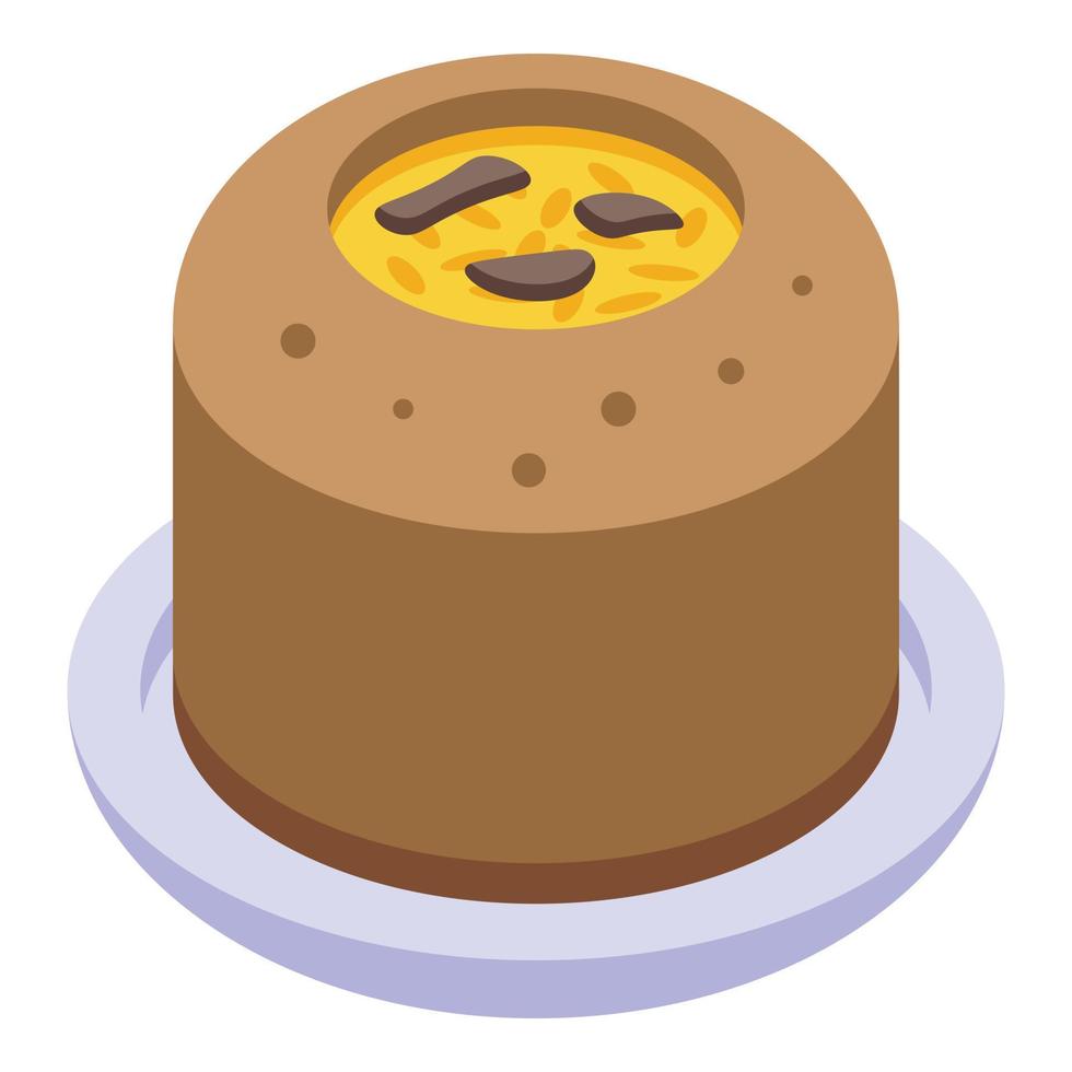 Pilaf cake icon isometric vector. Food rice vector