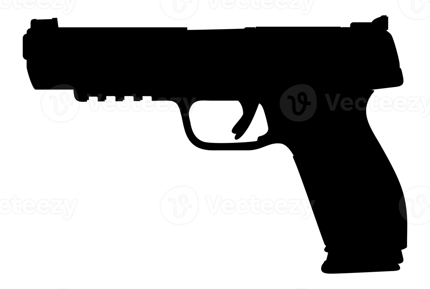 silueta de pistola para logotipo, pictograma, ilustración de arte, sitio web o elemento de diseño gráfico. formato png