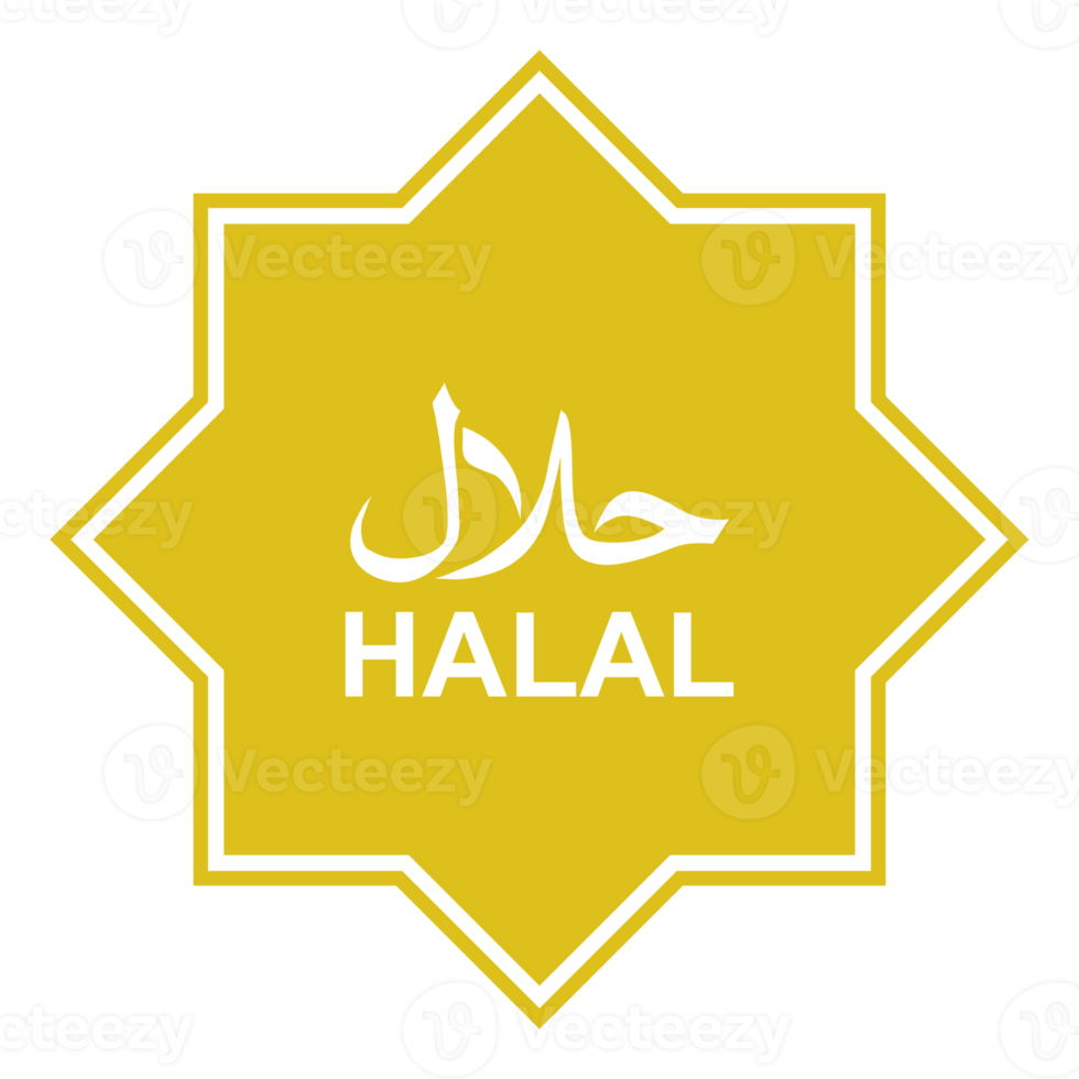 símbolo de icono del logotipo halal. Certificación de comida islámica halal. formato png