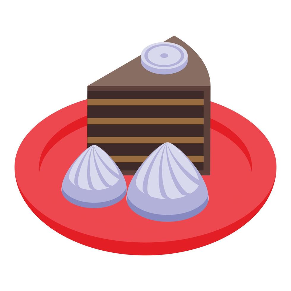 Chocolate cake piece icon isometric vector. Austrian food vector