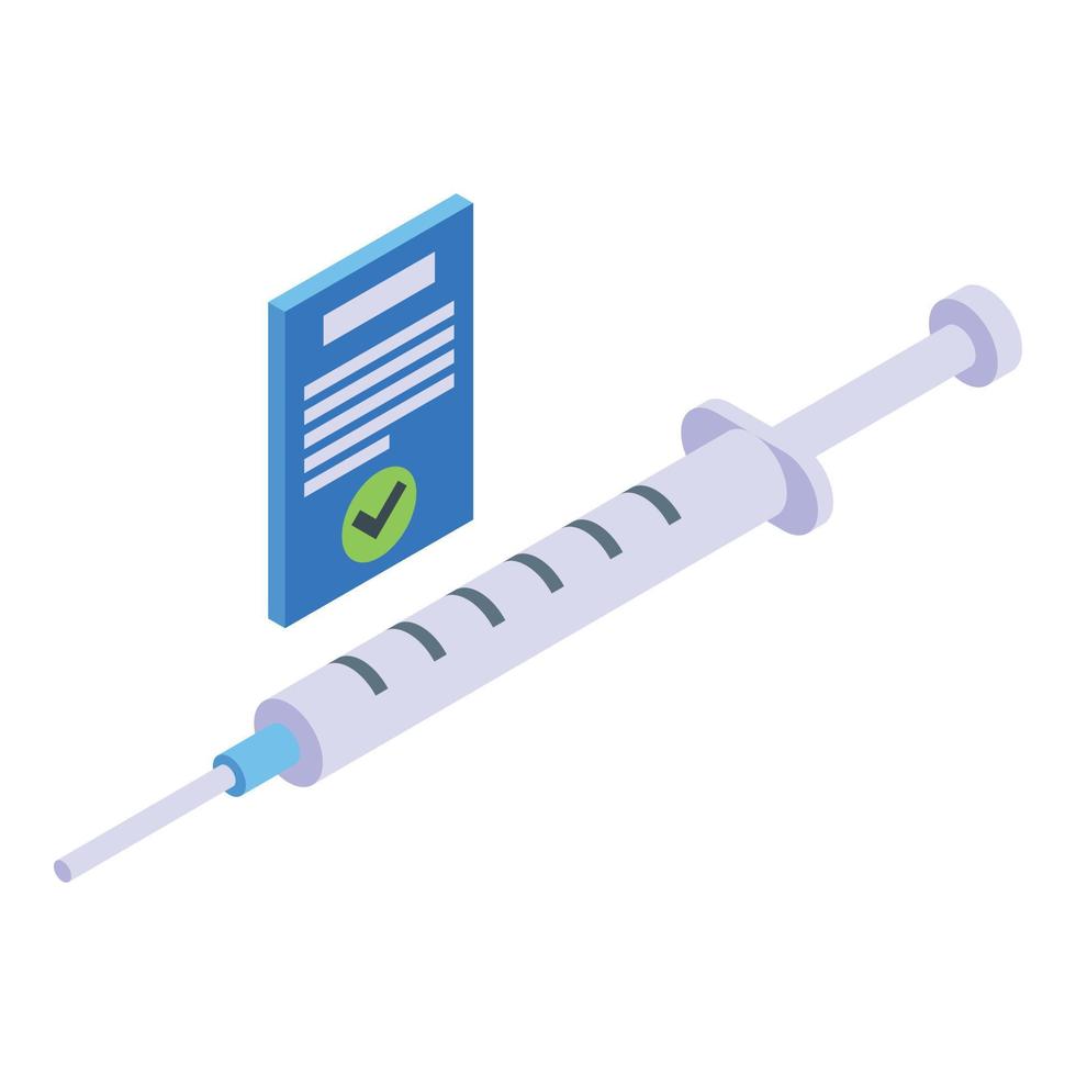 Vaccine syringe icon isometric vector. Health passport vector