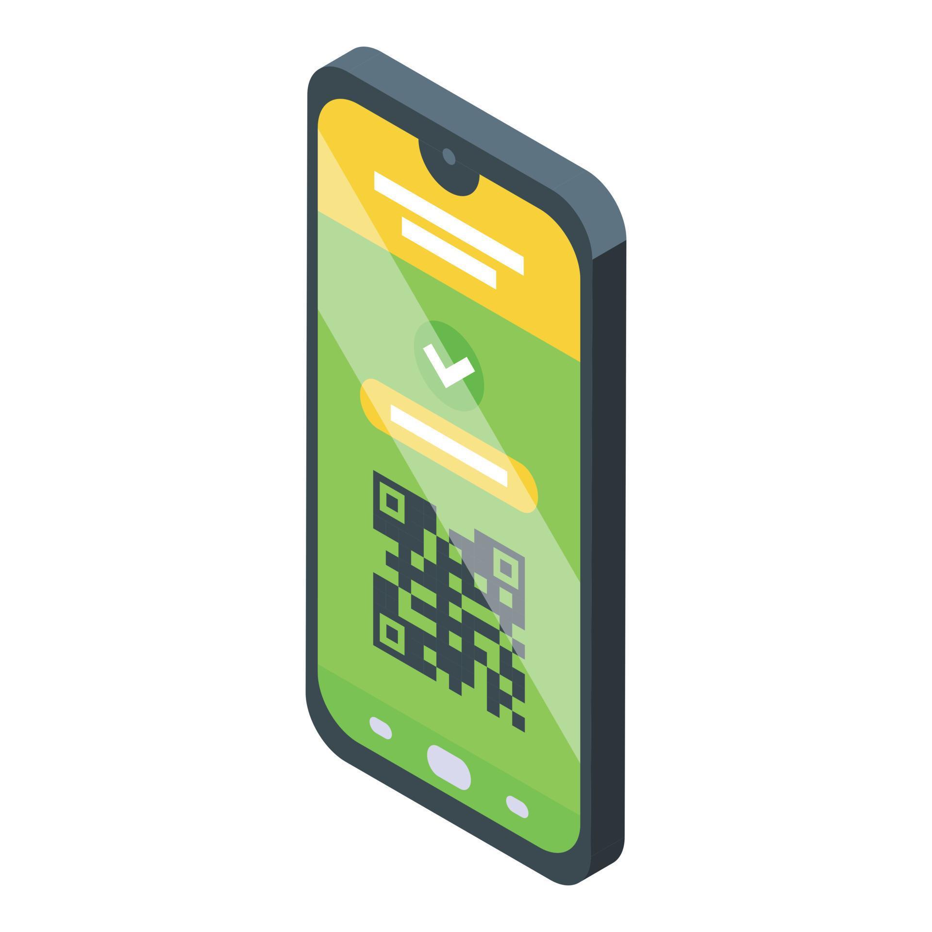 Mobile qr code icon isometric vector. Vaccine passport 15115803 Vector