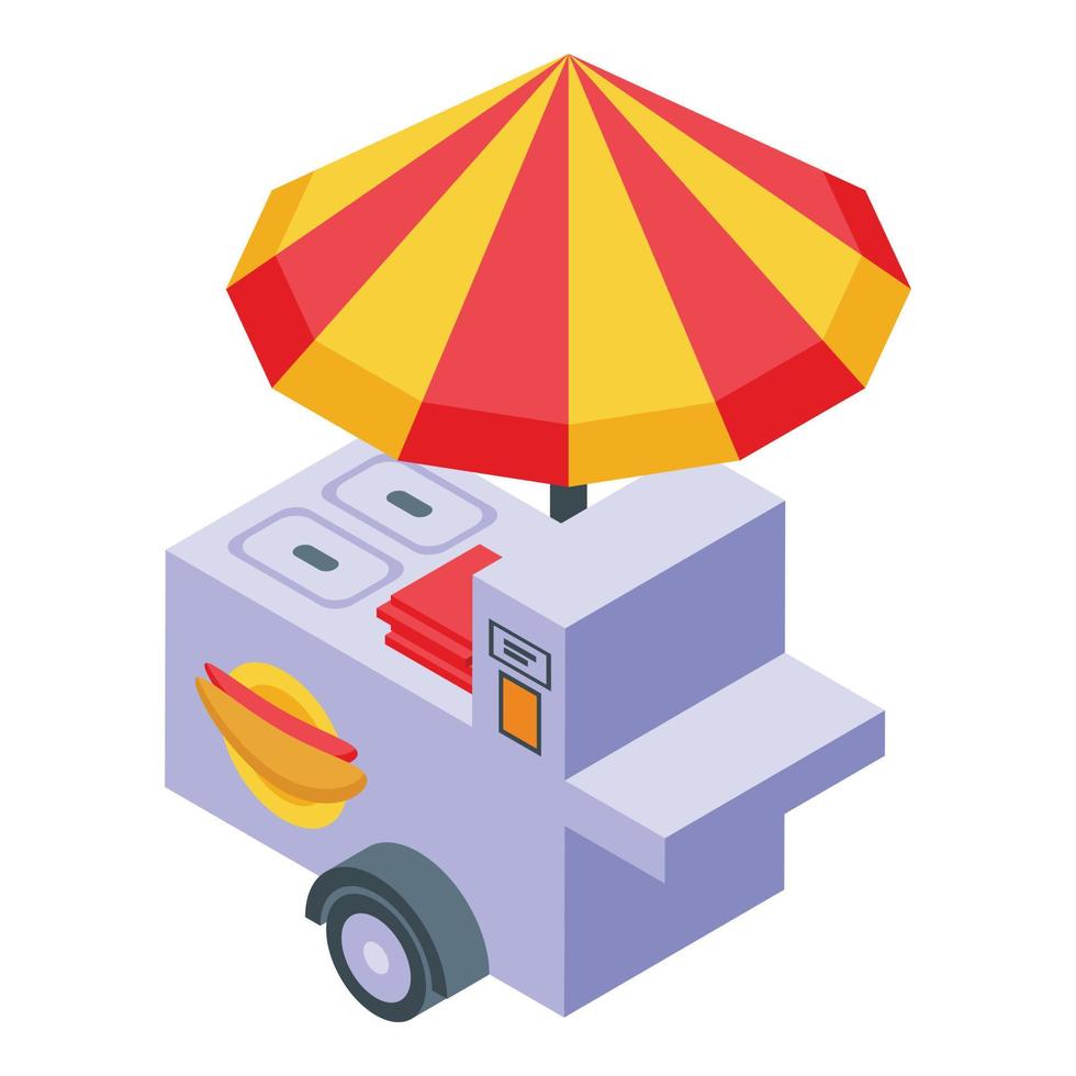 Hot dog cart icon isometric vector. Food seller vector
