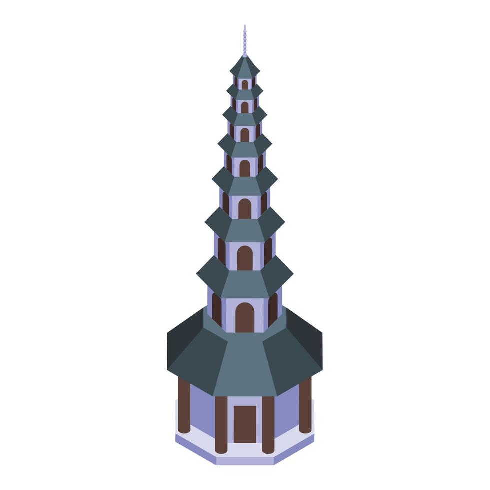 Travel pagoda icon isometric vector. Chinese building vector