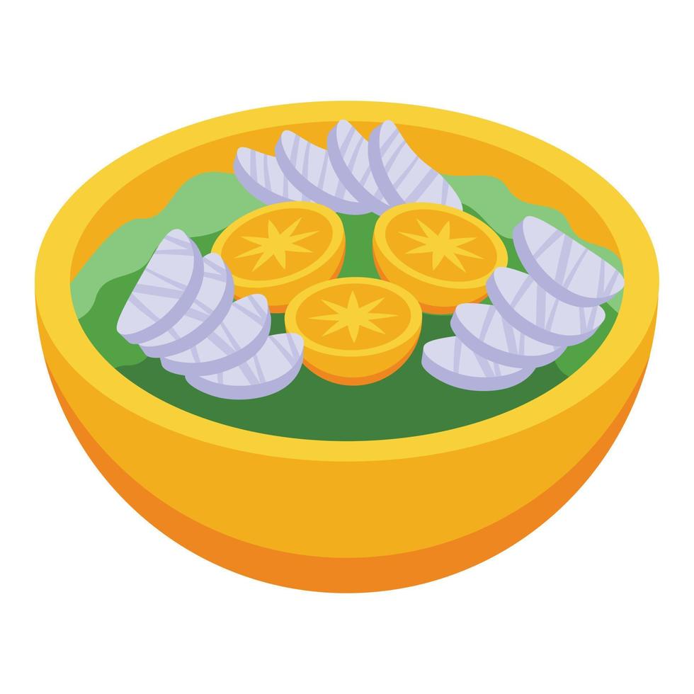 Orange food icon isometric vector. Peri plate vector