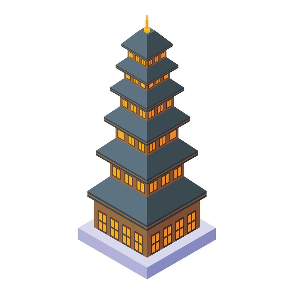 vector isométrico del icono de la pagoda china. edificio asiático