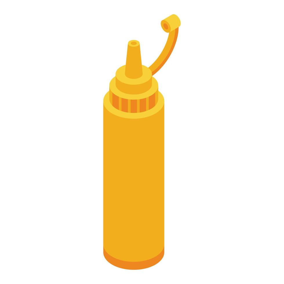 Mustard bottle sauce icon isometric vector. Hot dog vector