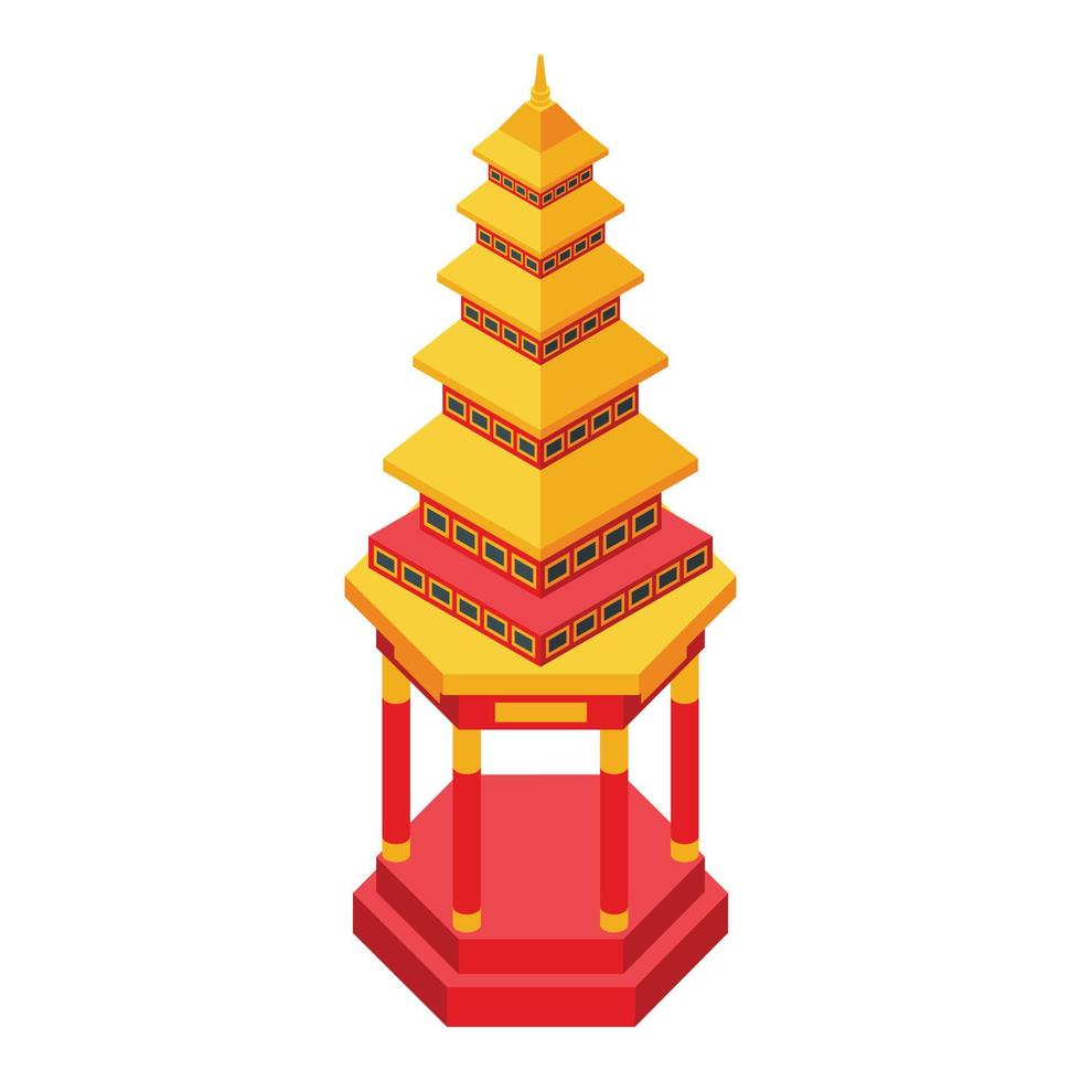 icono de construcción de pagoda vector isométrico. palacio asiático