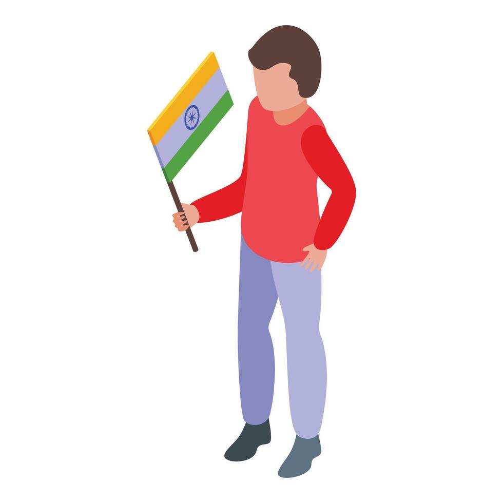Kid India flag icon isometric vector. World country vector