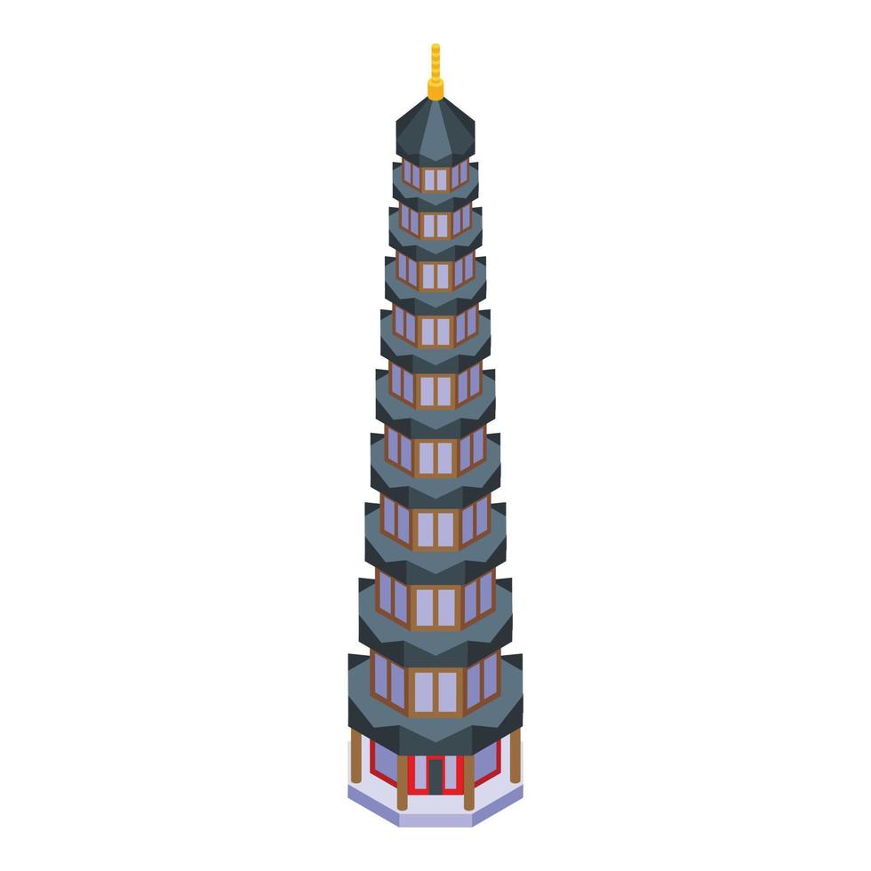 vector isométrico del icono de la casa pagoda. edificio chino