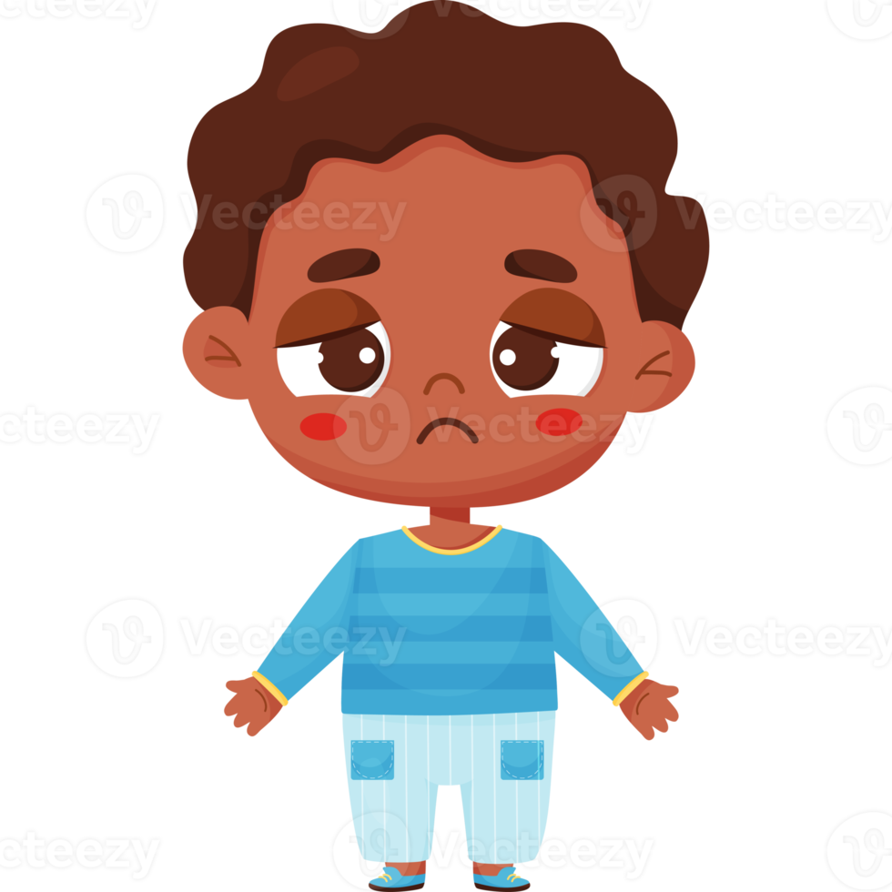 emoción. niño triste de piel oscura png