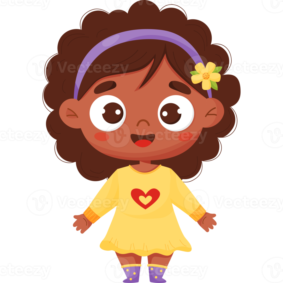 Joyful dark-skinned smiling girl.  emotion png