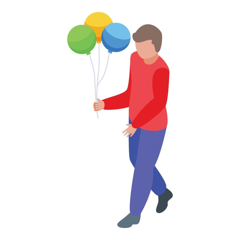 Kid with balloons icon isometric vector. Balloon seller vector