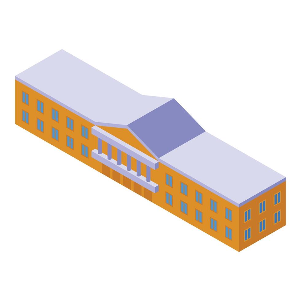 Music school building icon isometric vector. Kid drum vector