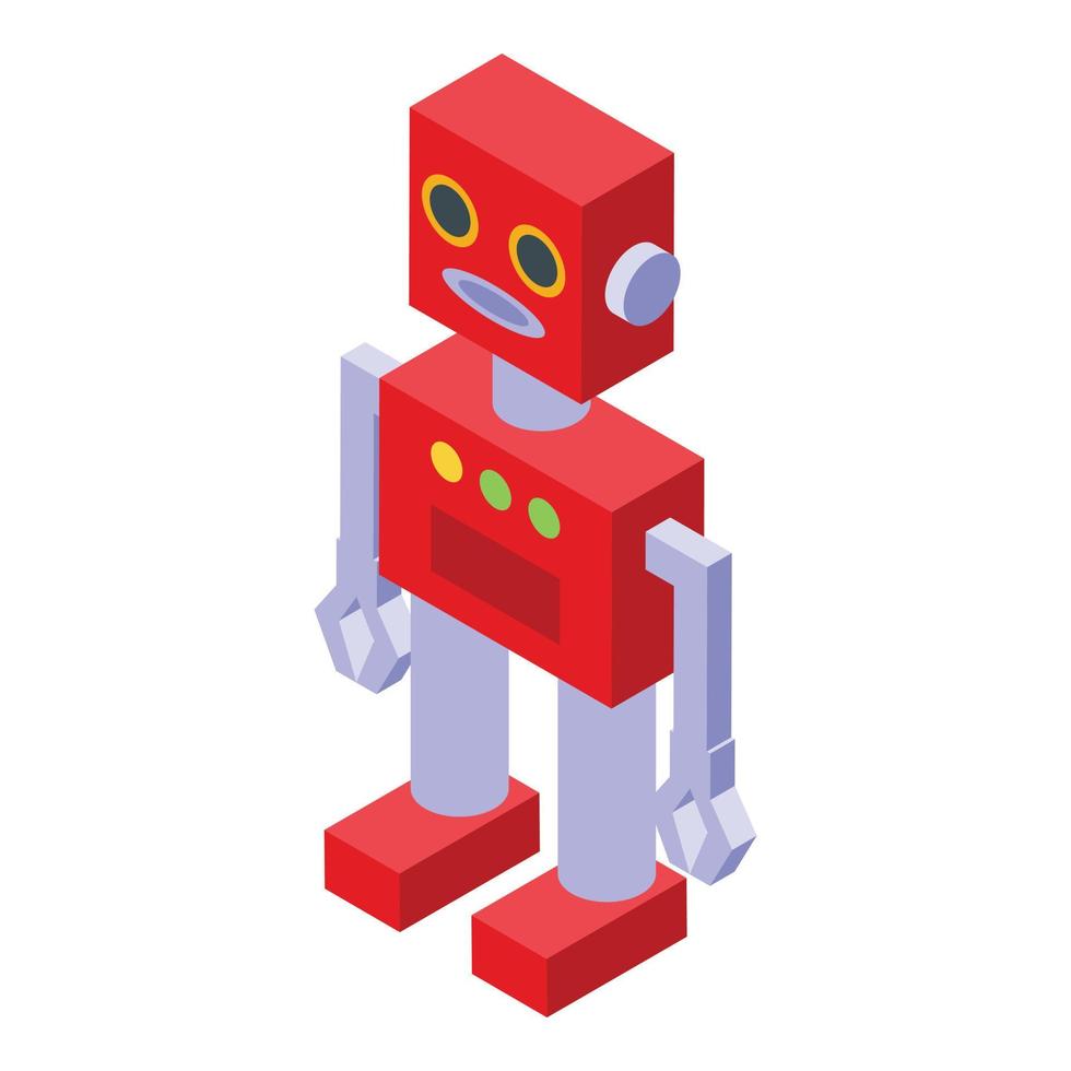 Red robot icon isometric vector. Smart industry vector