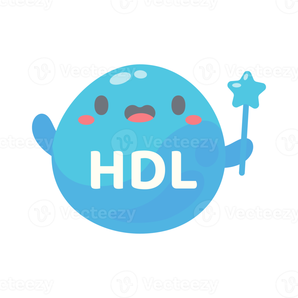 HDL and LDL cholesterol cartoon. Good fat and bad fat accumulated in the body. png