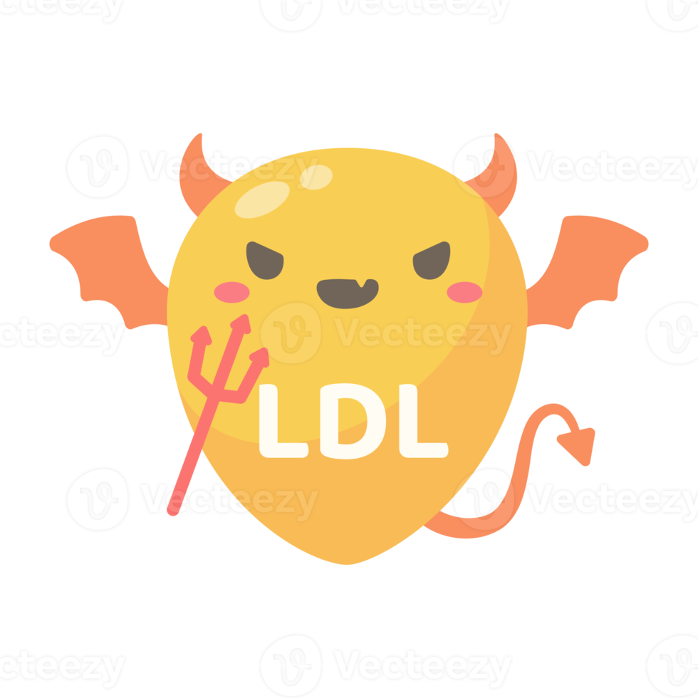 HDL and LDL cholesterol cartoon. Good fat and bad fat accumulated in the body. png