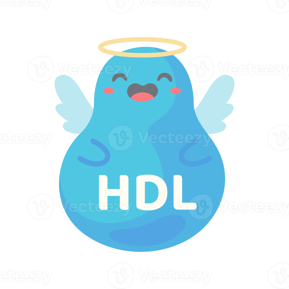 HDL and LDL cholesterol cartoon. Good fat and bad fat accumulated in the body. png