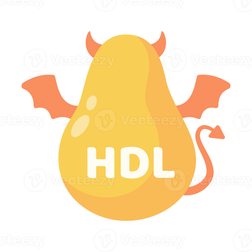 HDL and LDL cholesterol cartoon. Good fat and bad fat accumulated in the body. png