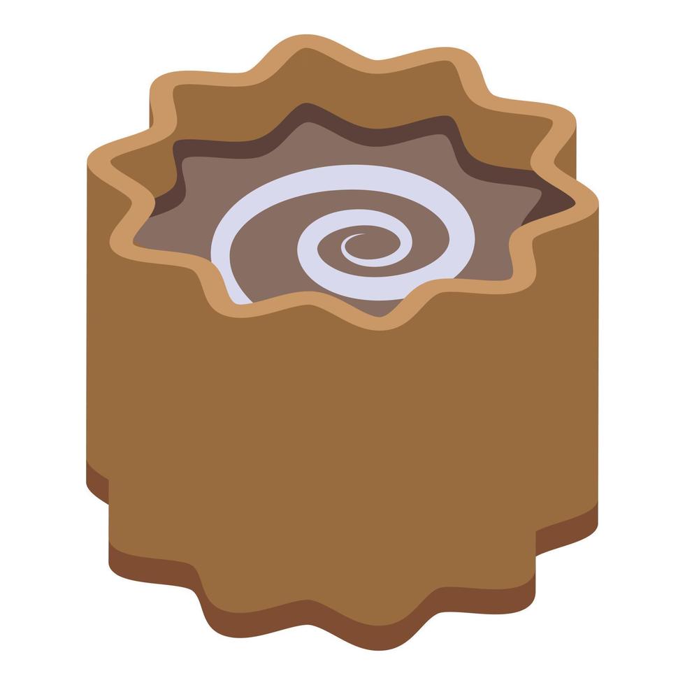 Spiral cupcake icon isometric vector. Chocolate festival vector