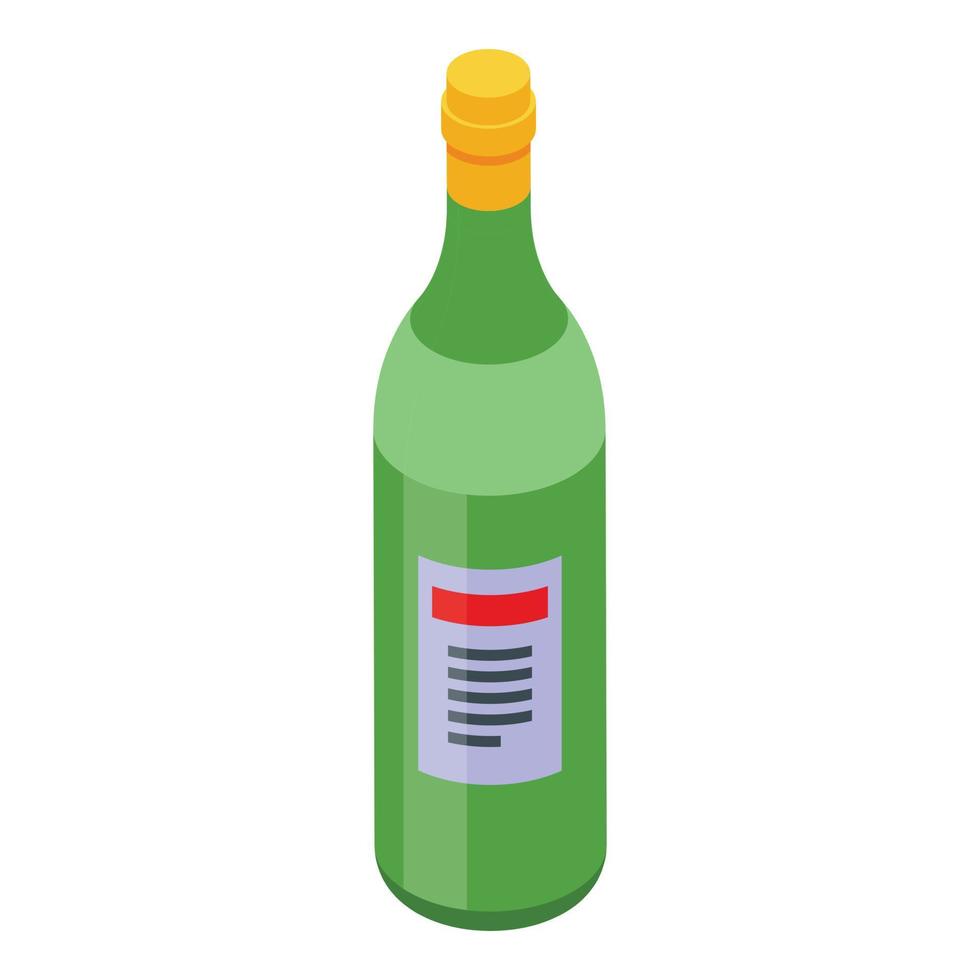 vector isométrico del icono de la botella de vino. bandera nacional