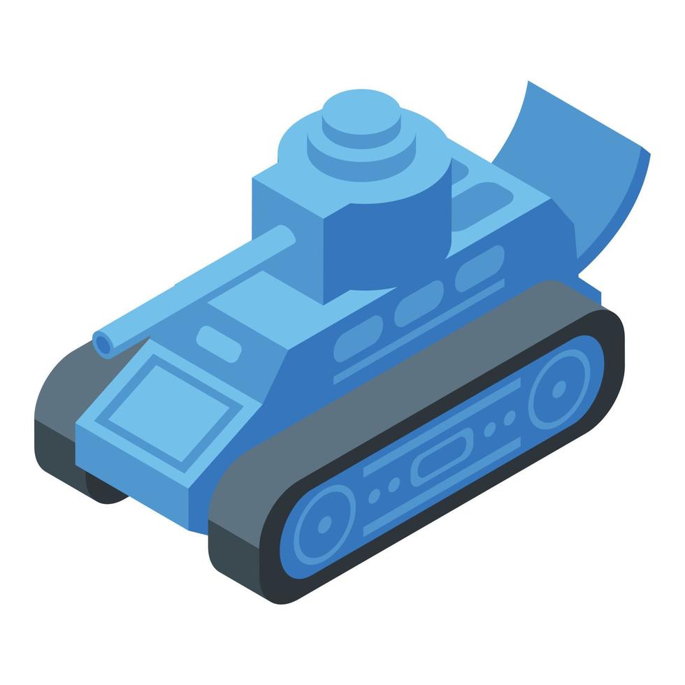 Blue tank icon isometric vector. Military gun vector