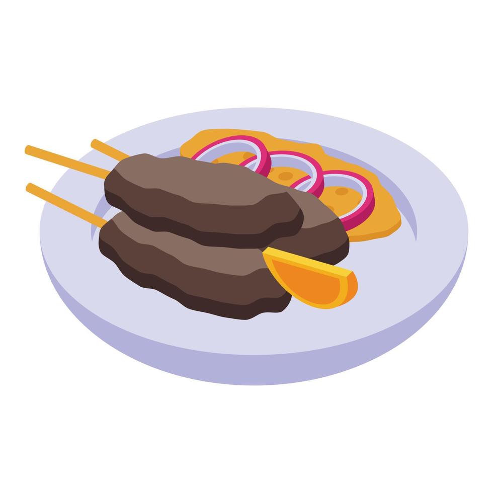 Meat stick icon isometric vector. Romania flag vector