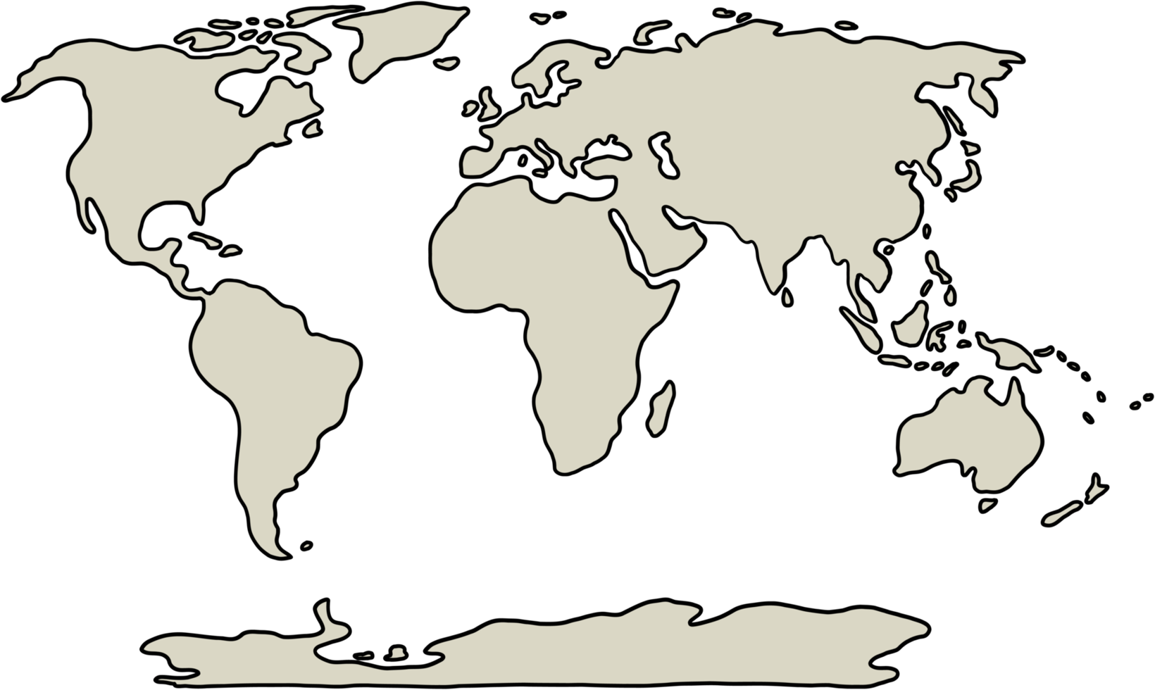 doodle freehand drawing of world map. png