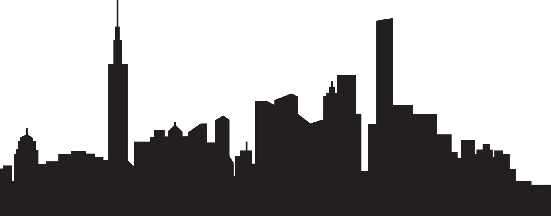 modern cityscape skyline silhouette drawing. png