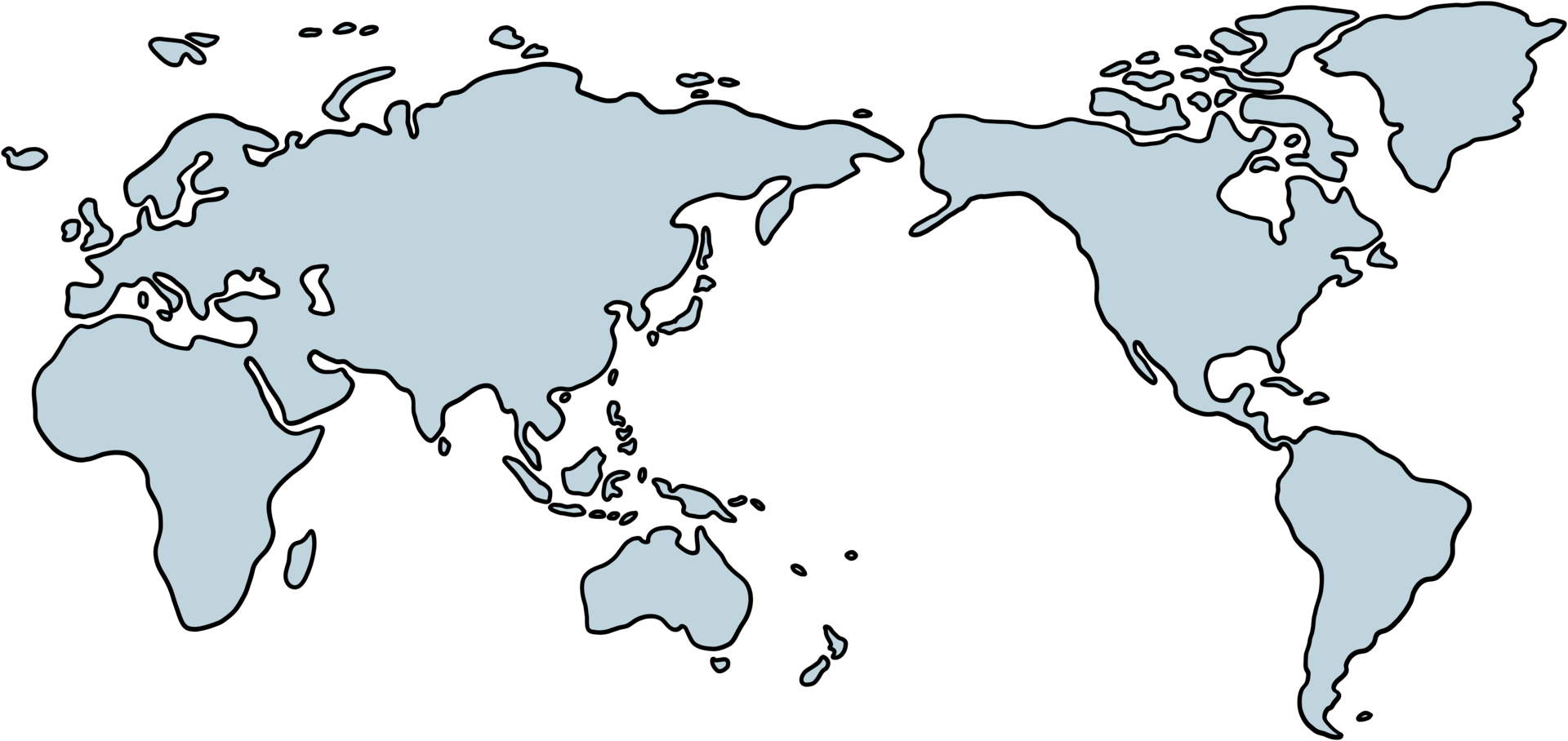 doodle freehand drawing of world map. png