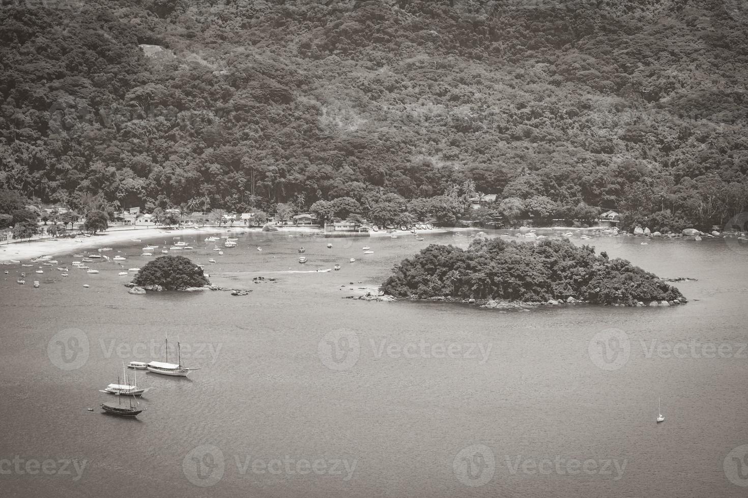 Big tropical island Ilha Grande Abraao beach panorama Brazil. photo