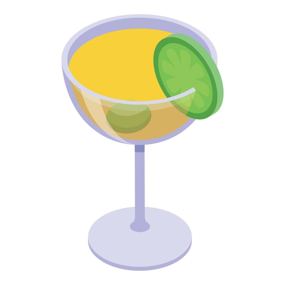 Lime shot icon isometric vector. Glass alcohol vector