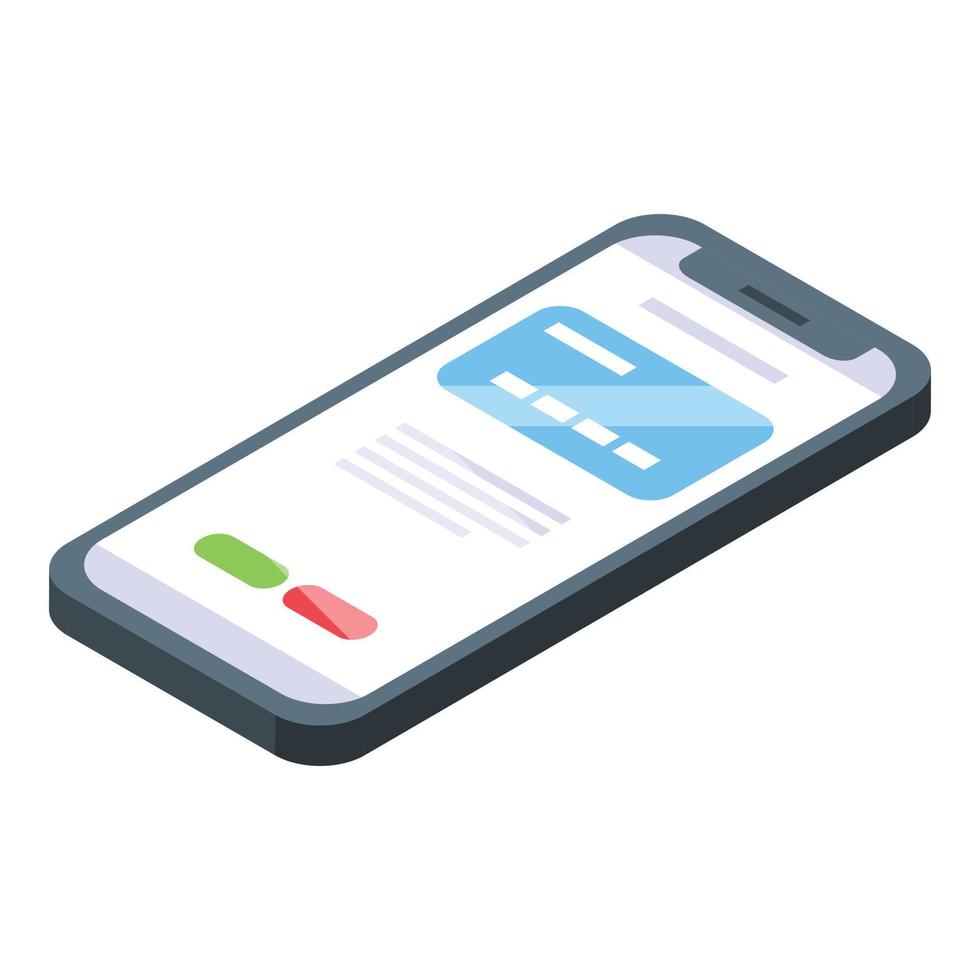 vector isométrico del icono de pago del smartphone. pantalla de efectivo