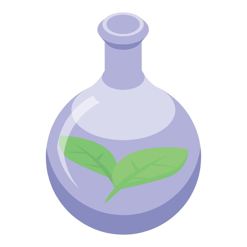 Eco leaf flask icon isometric vector. Face skin vector