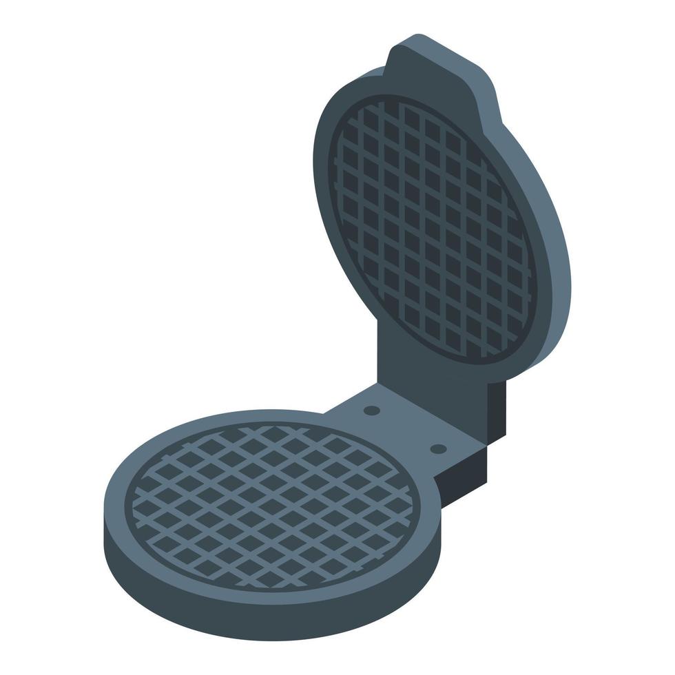 Round waffle maker icon isometric vector. Iron machine vector