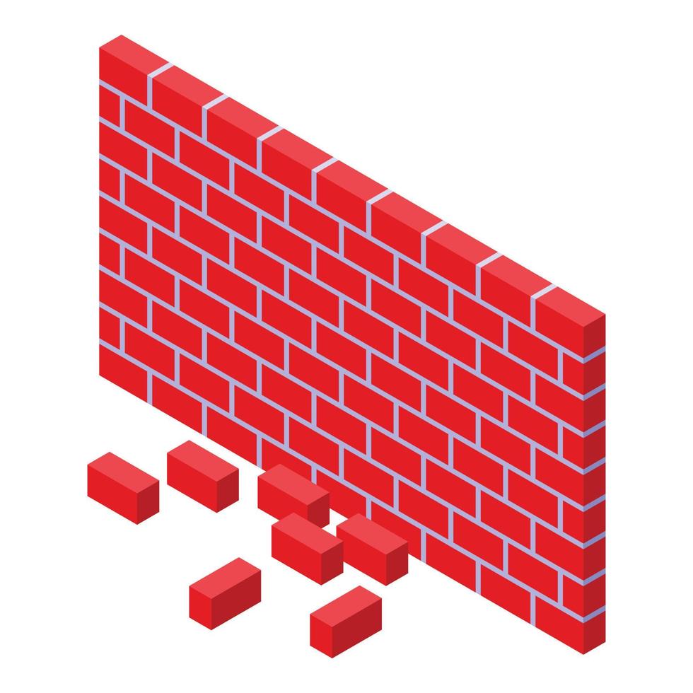 Repair brick wall icon isometric vector. Building remodel vector