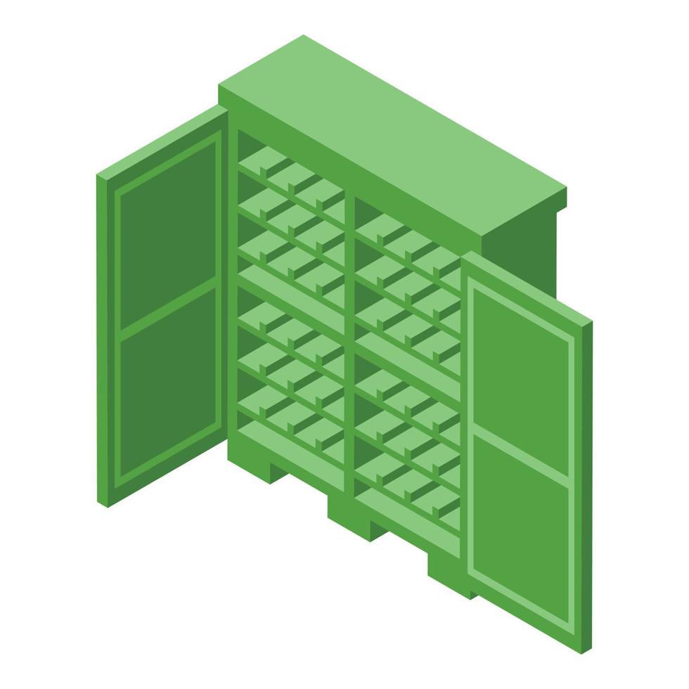 gabinete de vino verde icono vector isométrico. barra de madera