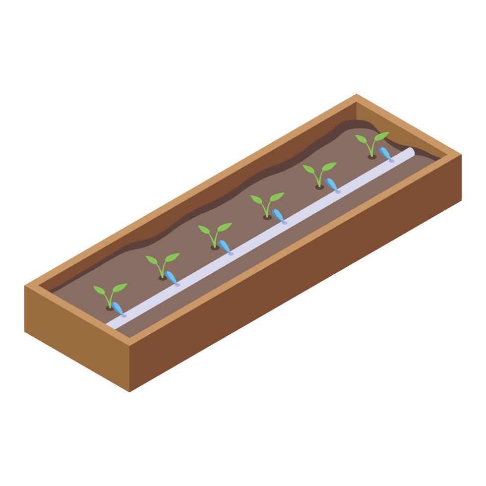 Plant pot irrigation system icon isometric vector. Farm hose vector
