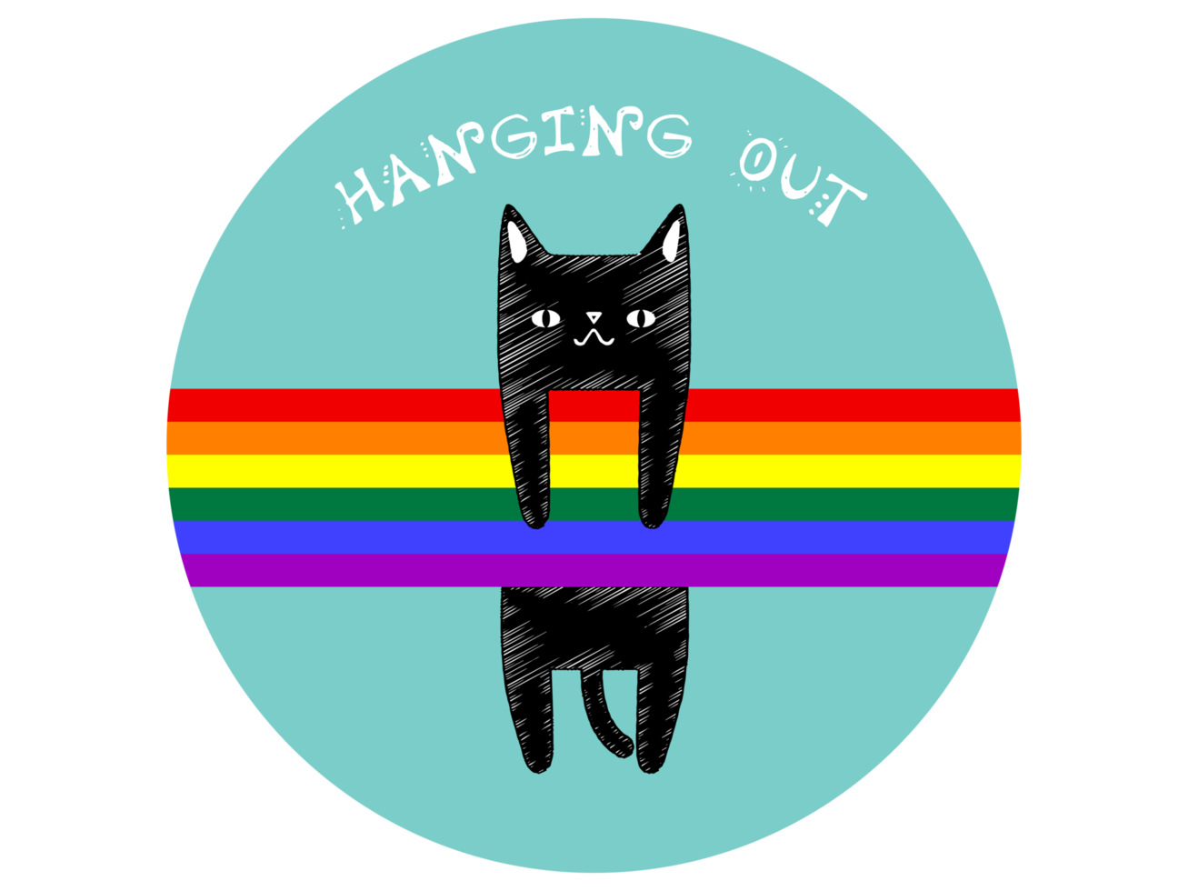 Cute Cat Hanging Out On A Rainbow png