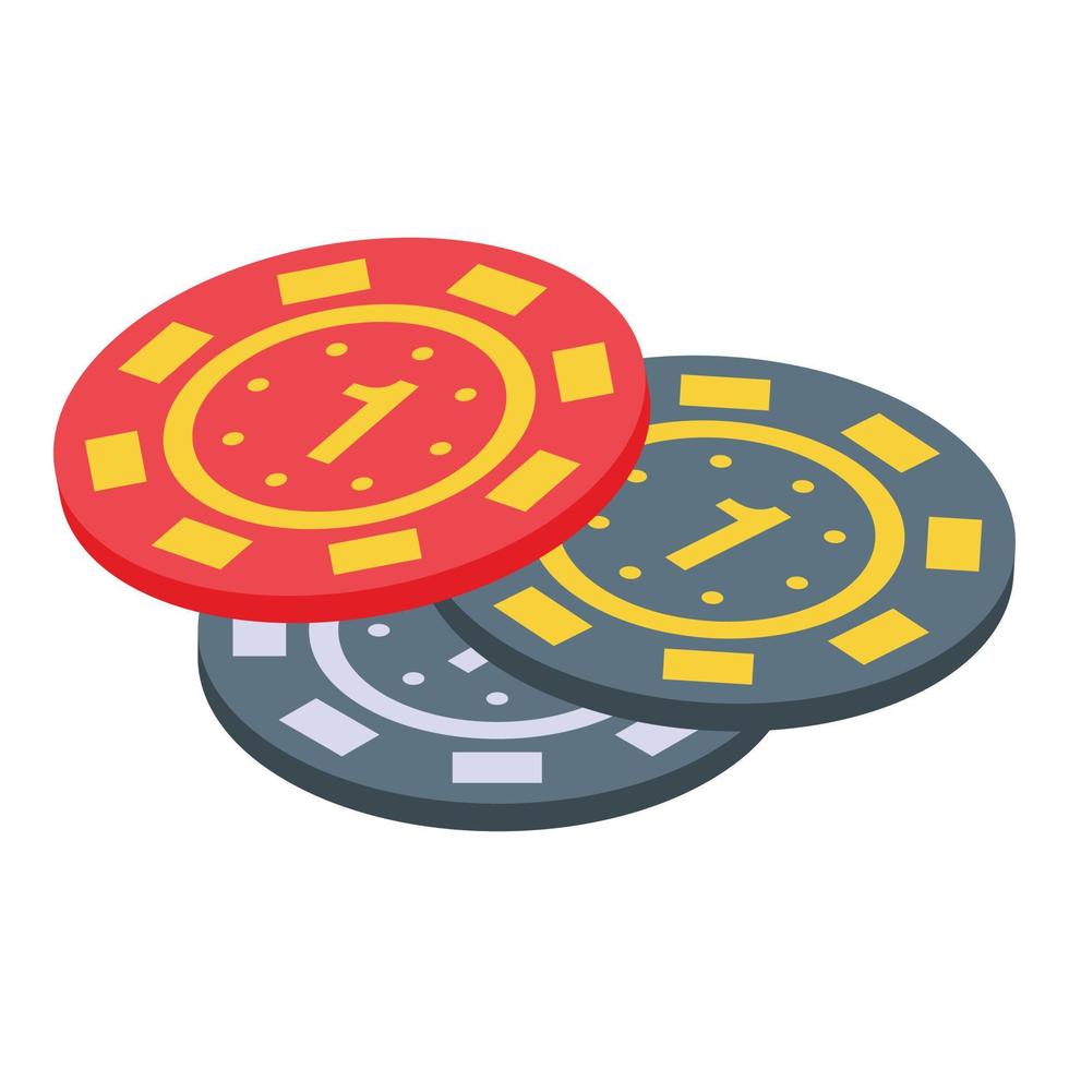 Lucky chips icon isometric vector. Box game vector