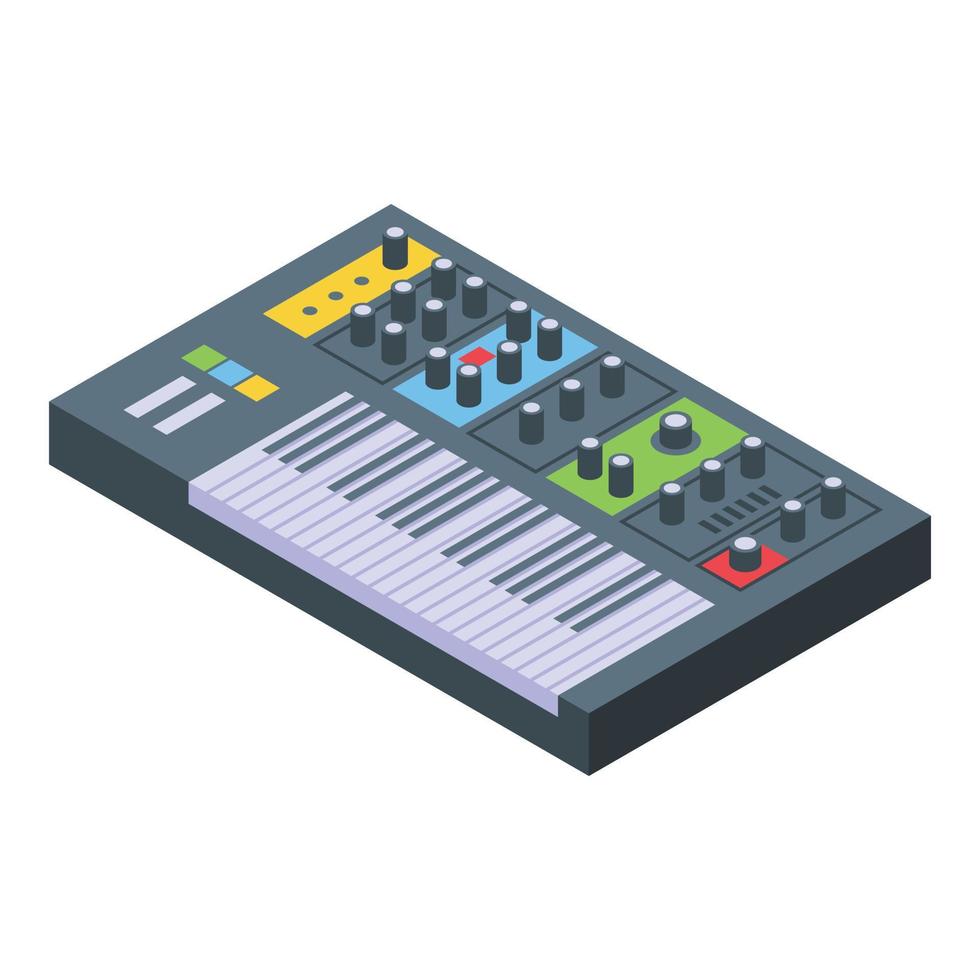Play synthesizer icon isometric vector. Dj music vector