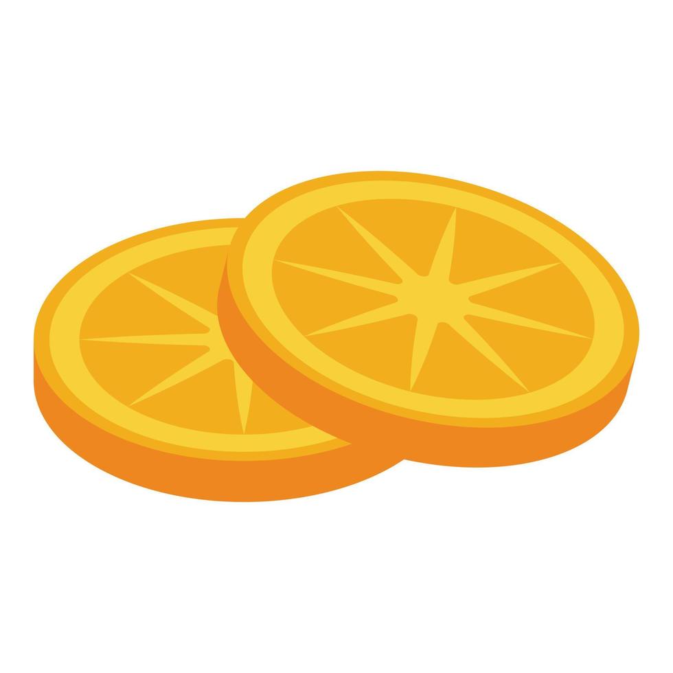 icono de pieza naranja seca vector isométrico. merienda de frutas