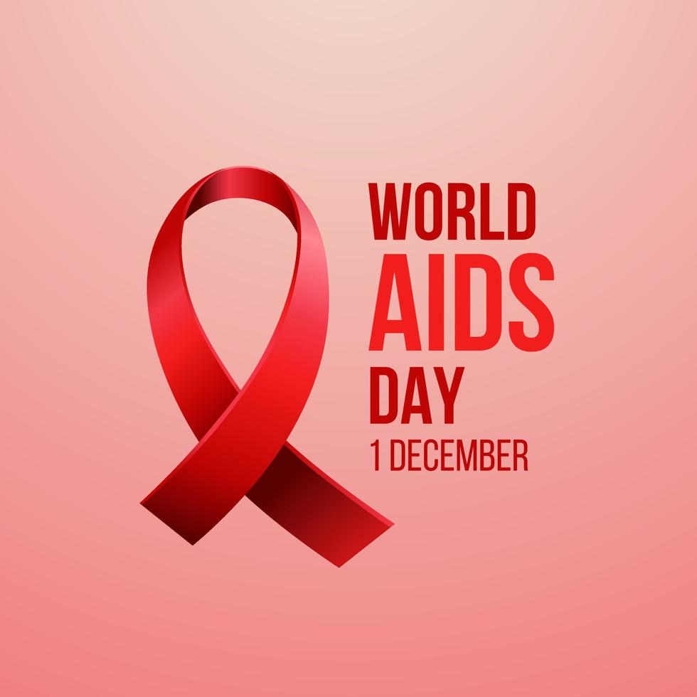 Red Ribbon Peace Symbol for World Aids Day with Pink Background vector