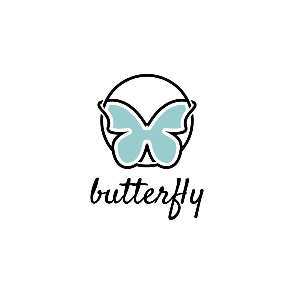 simple line butterfly logo design template vector