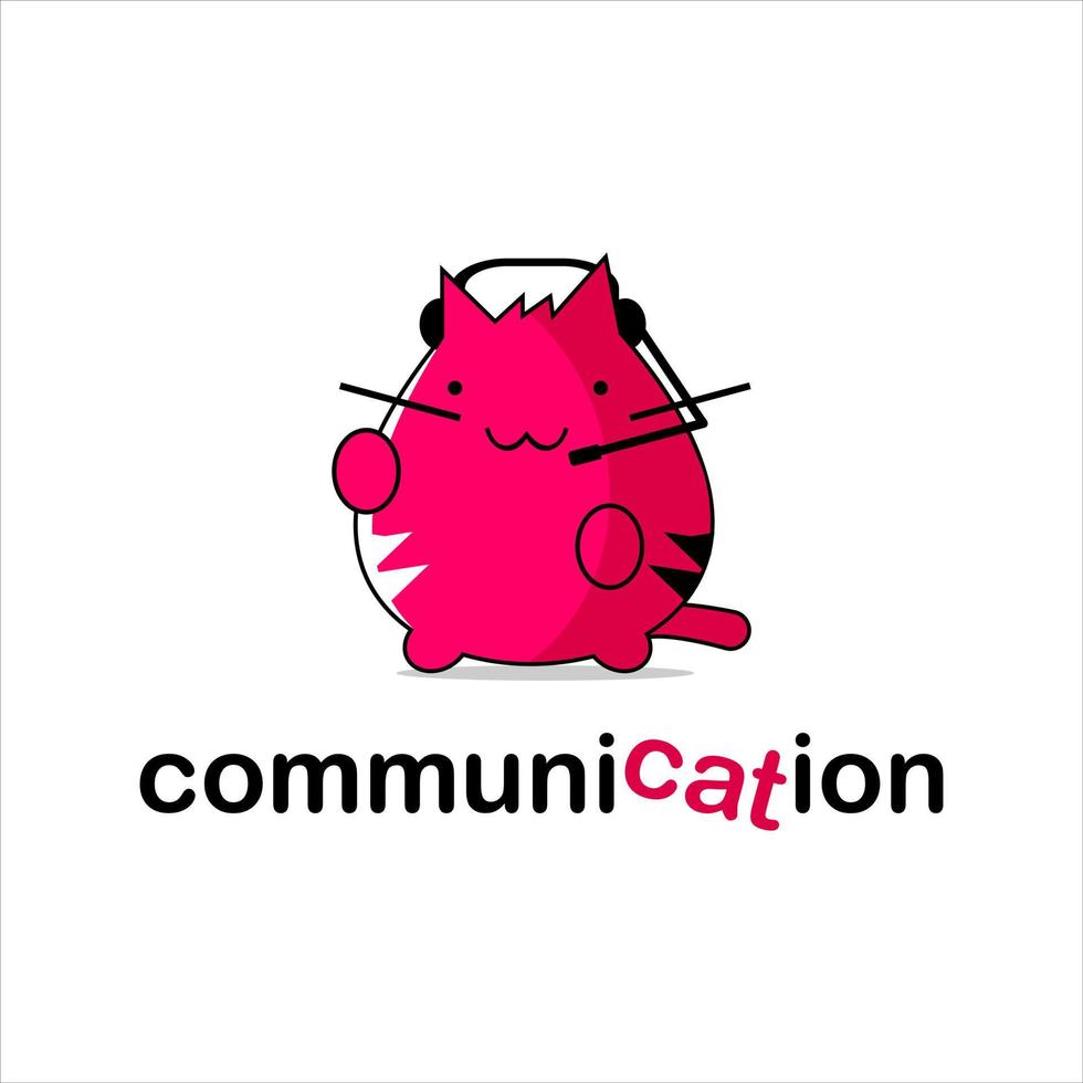 plantilla de diseño de comunicación divertida de logotipo de gato vector